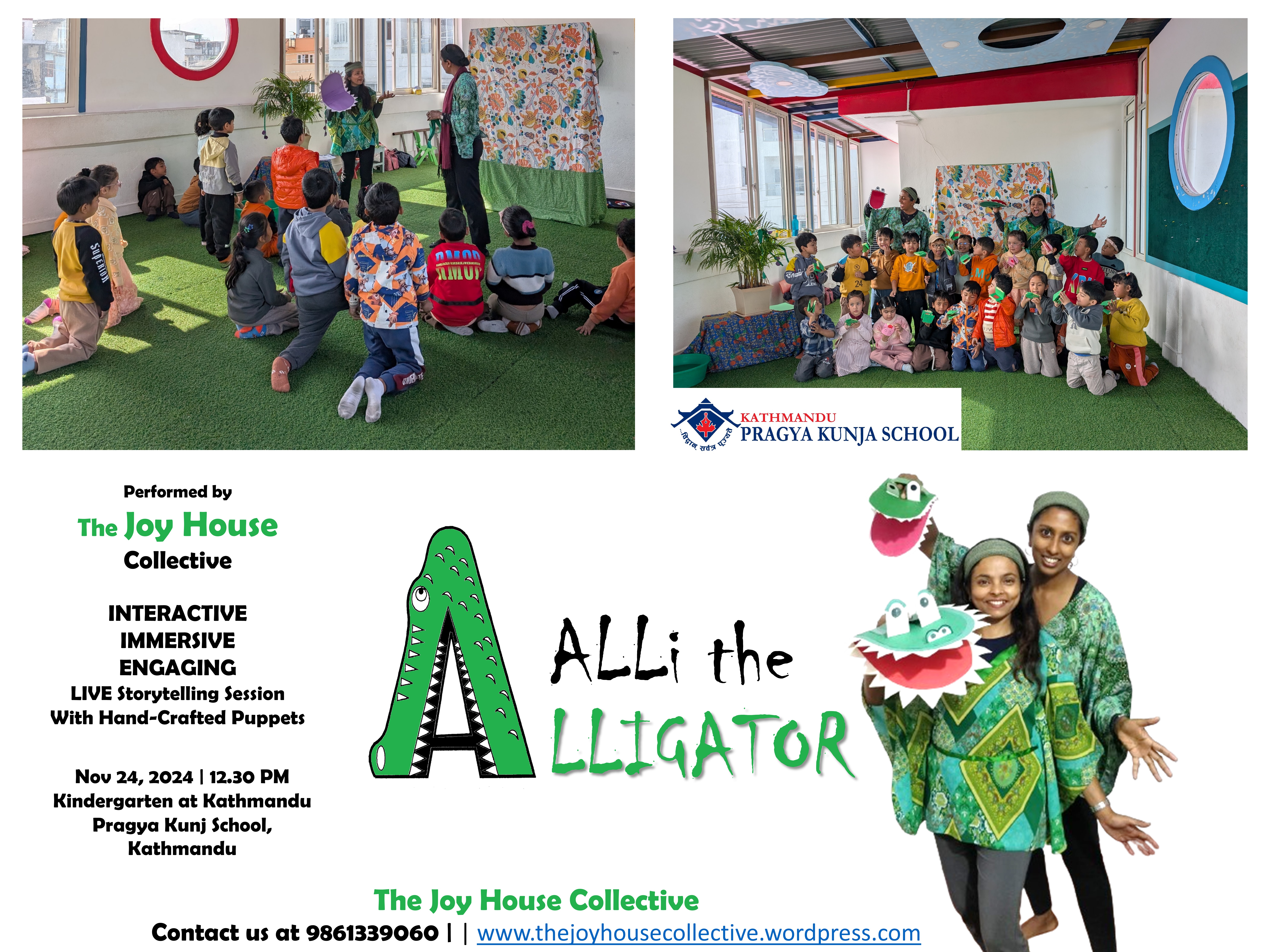 Alli the Alligator goes to Kindergarten at Kathmandu Pragya Kunj School